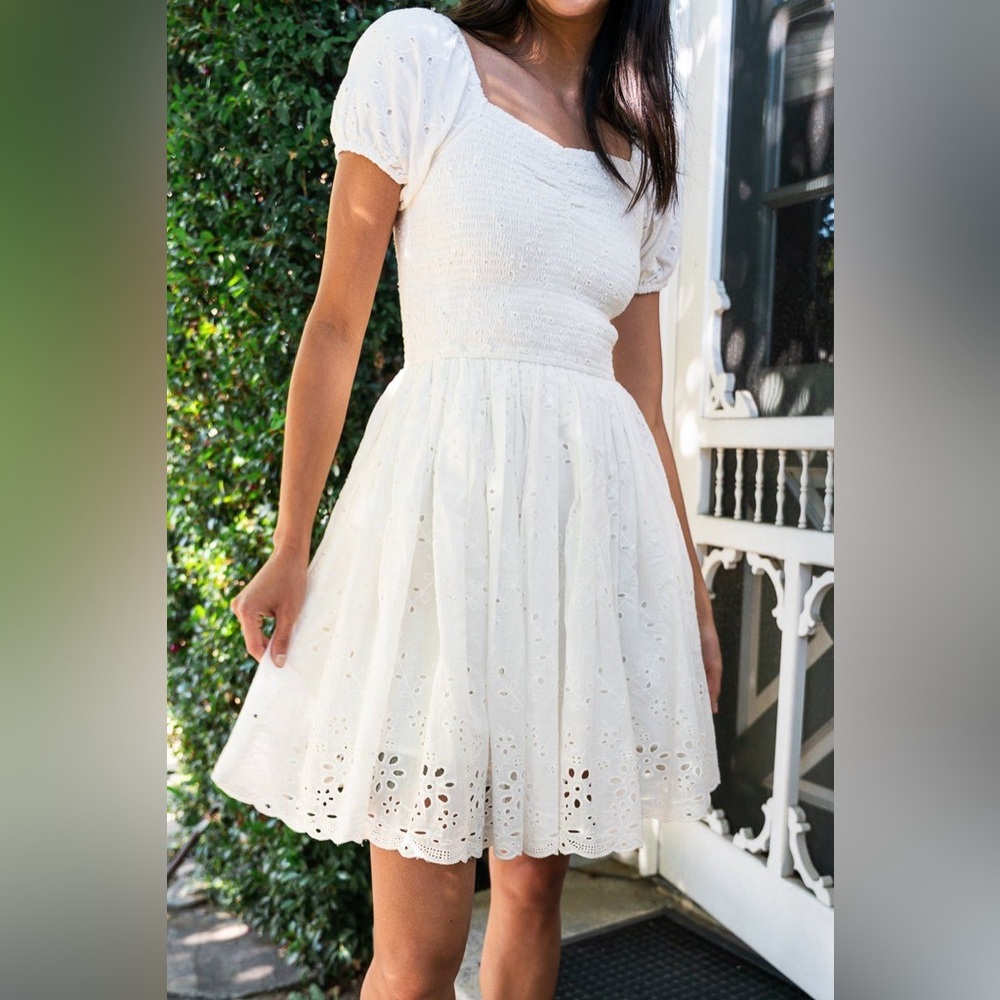 Ivy City Co Maribel White Eyelet Mini Dress